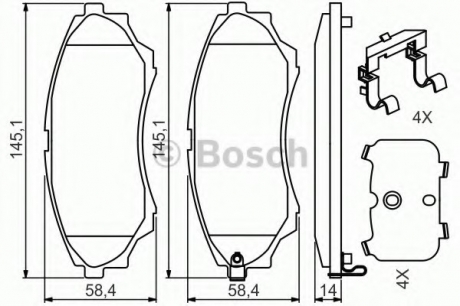 Тормозные колодки.MAZDA B-SERIE 2.5D 4WD 99- przєd // BOSCH 0 986 494 587 (фото 1)