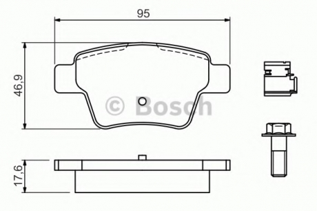 Тормозные колодки.CITROEN C4 1.4-2.0 04- // BOSCH 0 986 494 605 (фото 1)