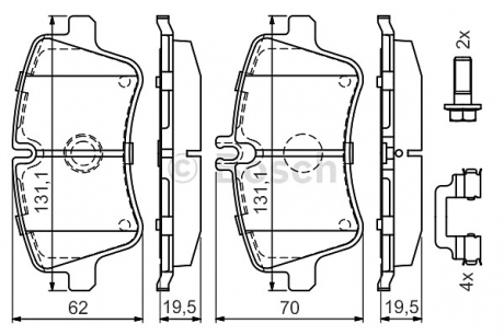 Гальмівні колодки, дискові BOSCH 0 986 494 607 (фото 1)