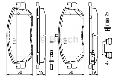 Тормозные колодки.CITROEN JUMPY,C8 2.0 2.2 HDI 00- // BOSCH 0 986 494 615 (фото 1)