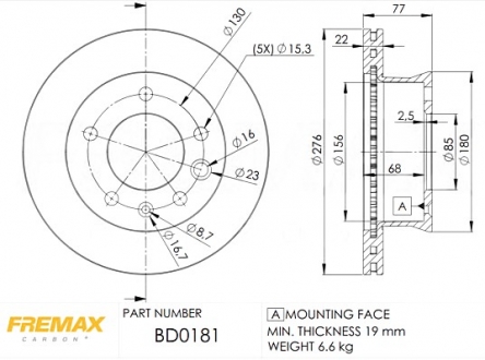 Тормозной диск FREMAX BD-0181 (фото 1)