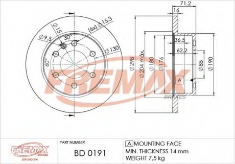 Тормозной диск FREMAX BD-0191 (фото 1)