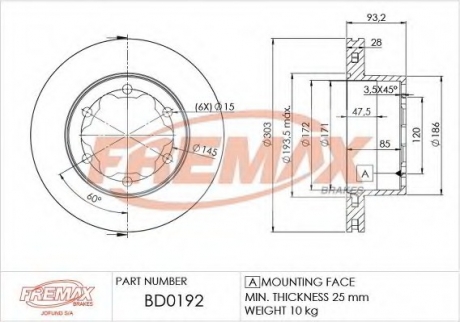 Тормозной диск FREMAX BD-0192 (фото 1)