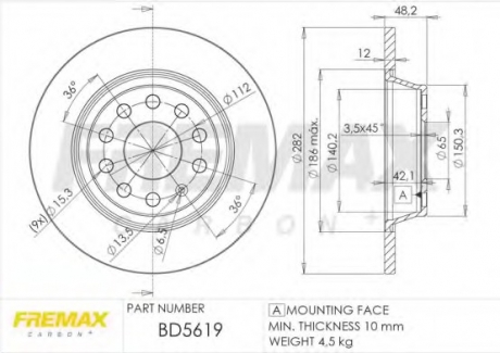 Тормозной диск FREMAX BD-5619 (фото 1)