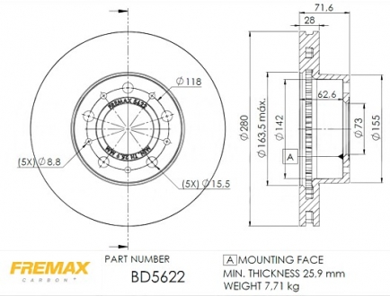 Тормозной диск FREMAX BD-5622 (фото 1)
