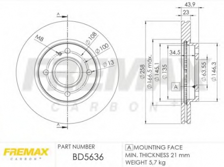 Тормозной диск FREMAX BD-5636 (фото 1)