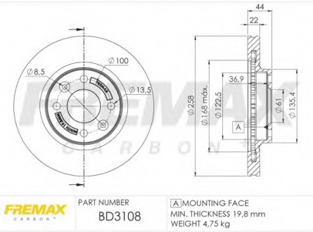 Тормозной диск FREMAX BD-3108 (фото 1)