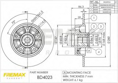 Тормозной диск FREMAX BD-4023 (фото 1)