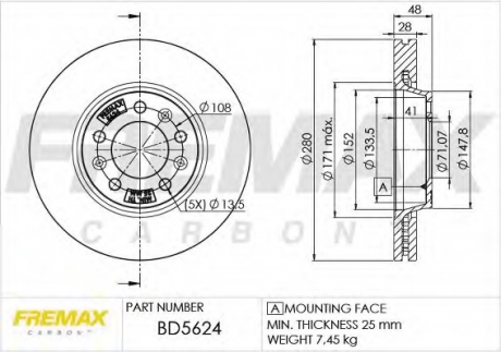 Тормозной диск FREMAX BD-5624 (фото 1)