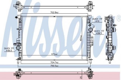 Радіатор охолодження FORD TOURNEO CONNECT (2014) 1.6 ECOBOOST (вир-во) NISSENS 66864 (фото 1)