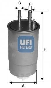 Фільтр паливний RENAULT KANGOO II 1.5 DCi, LAGUNA III 1.5-3.0 DCi 07- (вир-во) UFI 24.117.00 (фото 1)
