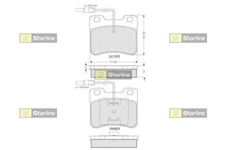 Гальмiвнi колодки, к-кт. STARLINE BD S056 (фото 1)