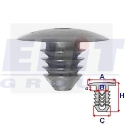 Кліпса обивки дв. (к-т:10 шт) размер:A = 20,2mm/B = 7,2mm/C = 8,4mm/d = 3,6mm/H = 15,2mm ELIT R A11888 (фото 1)
