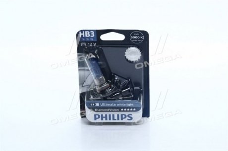 Лампа накаливания HB3 12V 65W P20d Diamond Vision 5000K (blister 1шт) PHILIPS 9005DVB1 (фото 1)