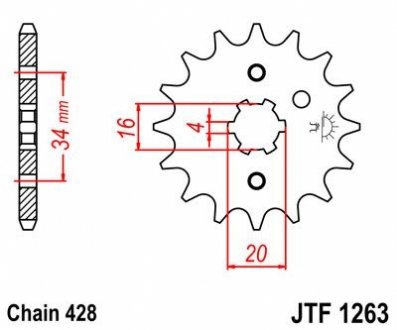 Передняя звезда 15зуб. YBR125?05-/SR125?95/XT125?05- JT MOTO 102-329-15 (фото 1)