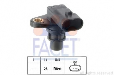 Датчик розподілвалу Opel Zafira/Insignia A/Astra H/J 1.9-2.4 03- FACET 9.0388 (фото 1)