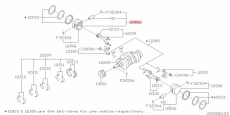 Поршень двигателя SUBARU 12006AC350 (фото 1)