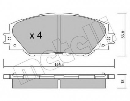 Комплект гальмівних колодок (дискових) 22-0748-0 Metelli 2207480 (фото 1)