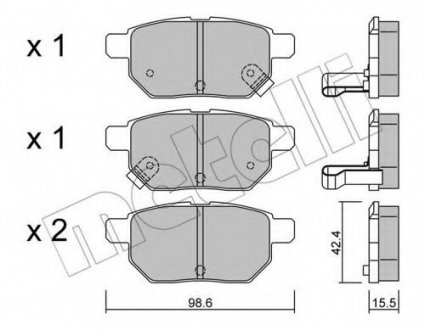 Комплект тормозных колодок, дисковый тормоз Metelli 2207460 (фото 1)