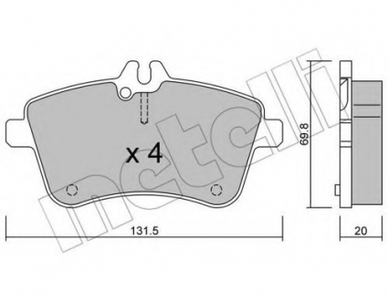 Комплект тормозных колодок, дисковый тормоз Metelli 2206470 (фото 1)