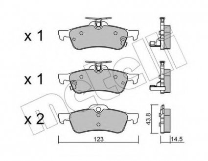 Комплект тормозных колодок, дисковый тормоз Metelli 2205561 (фото 1)