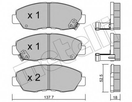 Комплект тормозных колодок, дисковый тормоз Metelli 2203840 (фото 1)