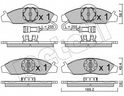 Комплект тормозных колодок, дисковый тормоз Metelli 2203680 (фото 1)