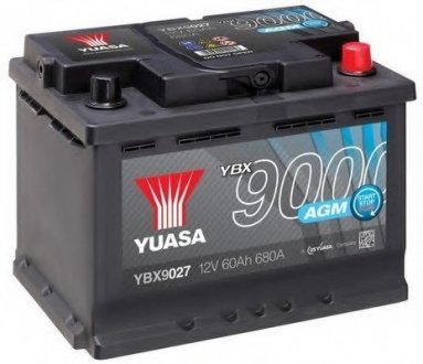 AKUMULATOR 60AH/680A P+ AGM START&STOP YUASA YBX9027 (фото 1)