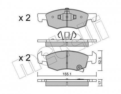 Комплект гальмівних колодок з 4 шт. дисків 22-1034-0 Metelli 2210340 (фото 1)