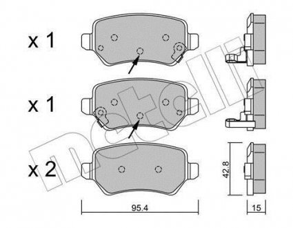 Комплект гальмівних колодок (дискових) 22-0542-2 Metelli 2205422 (фото 1)