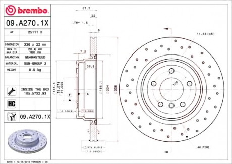 Тормозной диск BREMBO 09A2701X (фото 1)