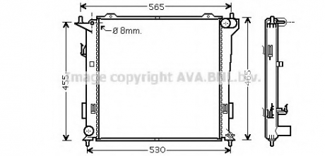 Радиатор охлаждения двигателя i30 1.6 CRDiF Man. 06/07- AVA COOLING HY2181 (фото 1)