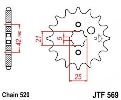 Передняя звезда 14зуб. KLX250/KX250-`98/KX500-`05 JT MOTO 105-427-14 (фото 1)
