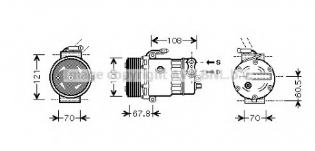 Компрессор Astra 2.0 Diesel 98- AVA COOLING OLAK139 (фото 1)