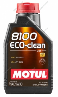 Масло моторное 100% синтетическое д/авто 841511/8100 ECO-CLEAN SAE 5W30 (1L)/ MOTUL 101542 (фото 1)