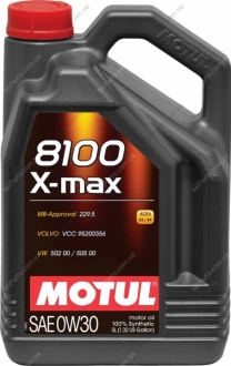 Масло моторное 100% синтетичне д/авто 347206/8100 X-MAX SAE 0W30 (5L)/ MOTUL 106571 (фото 1)