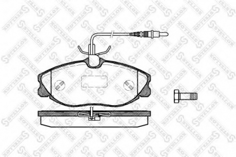 Колодки гальмівні дискові передні (з датчиком) CITROEN XSARA (N1, N0) 2.0 16V 04/1997-03/2005, CITRON ZX (N2) 2.0 i 16V 03/1991-10/1997 STELLOX 615004B-SX (фото 1)