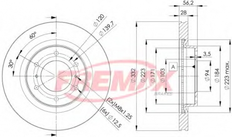 Тормозной диск передний - BD-7113 (зам.4615A038) MPW IV 3.2 FREMAX BD7113 (фото 1)