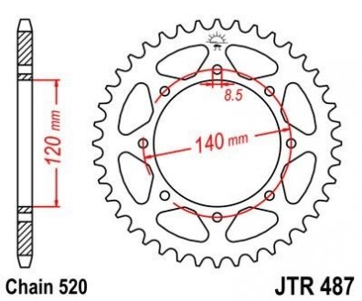 Звезда 44зуб. KLE500`91- JT MOTO 114-482-44 (фото 1)