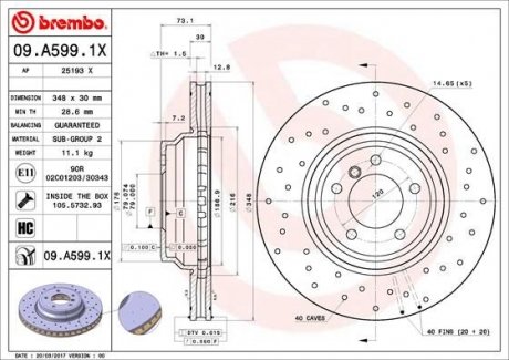 Гальмівні диски BREMBO 09.A599.1X (фото 1)
