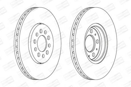 Диск тормозной AUDI A3, SEAT TOLEDO, SKODA FABIA, OCTAVIA, VW передн., вент. CHAMPION 562041CH (фото 1)