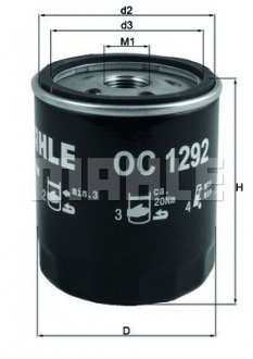 Фильтр масляный ORIGINAL MAHLE OC1292 (фото 1)