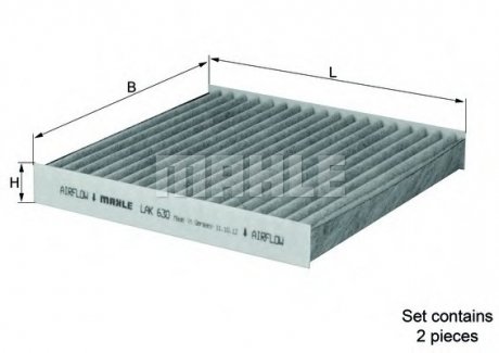 Фільтр салону X3(F25) 11- (вугільний) (к-кт 2 шт) LAK 630/S MAHLE LAK630/S (фото 1)