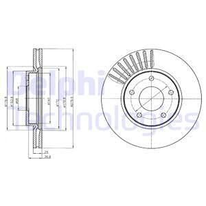 Диск гальмівний NISSAN Juke/Pulsar "F D=280mm "10>> Delphi BG4282C (фото 1)