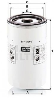 Фільтр масляний -FILTER MANN W1152/1 (фото 1)