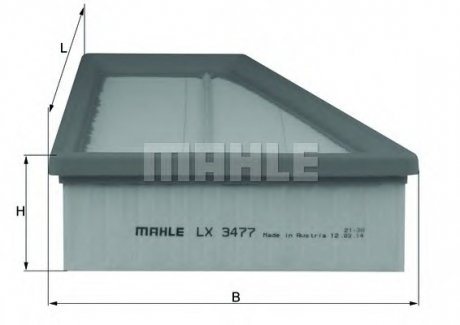 Фильтр воздушный ORIGINAL MAHLE ="LX3477" (фото 1)
