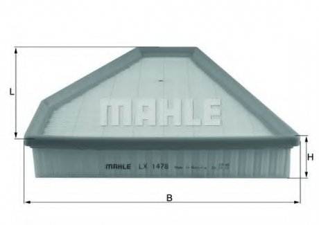 Фильтр воздушный ORIGINAL MAHLE ="LX1478" (фото 1)