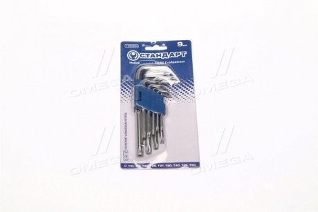 Набор ключей TORX с отверстием Г-образных 9ед. (про-во) Стандарт TKS0901 (фото 1)