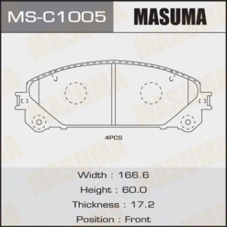 КОЛОДКИ Колодки тормозные дисковые TOYOTA HIGHLANDER ASU40, GSU45 front (1 10) Masuma MSC-1005 (фото 1)
