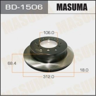 ТОРМОЗНЫЕ ДИСКИ БАРАБАНЫ Диск тормозной rear RAV4 ASA33L [уп.2] Masuma BD1506 (фото 1)